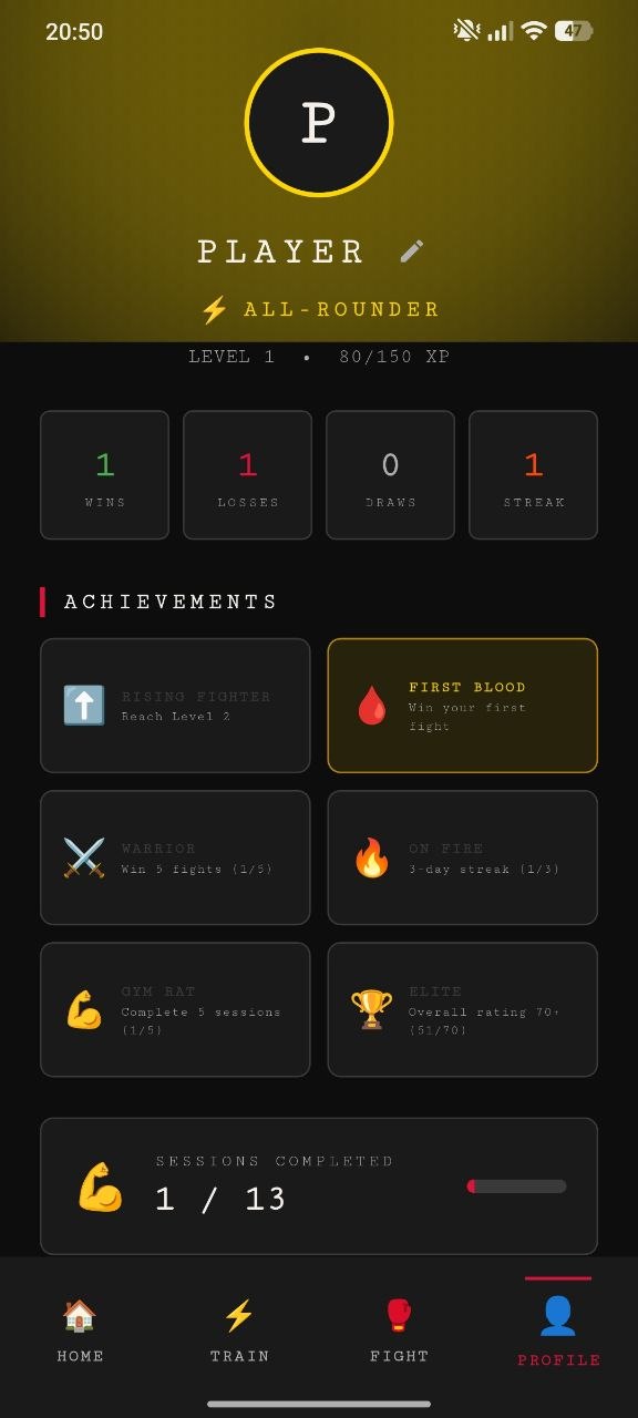 Player profile screen